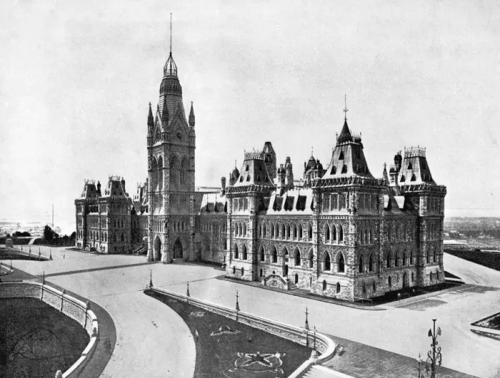 Framed Print : Houses of Parliament, Ottawa, Canada, 1893. Artist: John L Stoddard Framed Print : Houses of Parliament, Ottawa, Canada, 1893. Artist: John L Stoddard