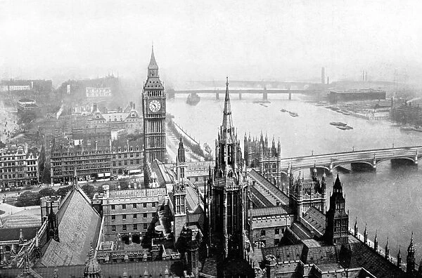 The Houses of Parliament, as seen from Victoria Tower, Westminster, London, c1905