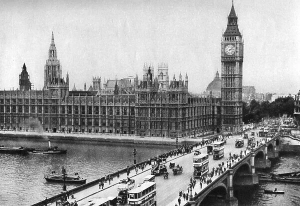 The Houses of Parliament and Westminster Bridge, London, 1926-1927