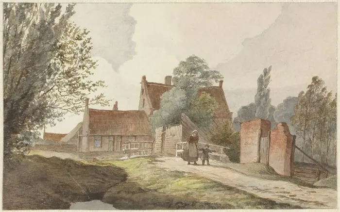 Framed Print : Houses along a path near Amsterdam, 1859. Creator: Hendrik Abraham Klinkhamer Framed Print : Houses along a path near Amsterdam, 1859. Creator: Hendrik Abraham Klinkhamer