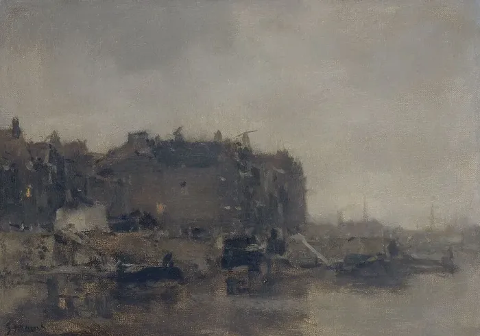 Framed Print : Houses on the Prins Hendrikkade, Amsterdam, on a Misty Day, 1899. Creator: Jacob Henricus Maris Framed Print : Houses on the Prins Hendrikkade, Amsterdam, on a Misty Day, 1899. Creator: Jacob Henricus Maris