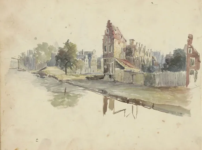 Framed Print : Houses on a quay, 1822-1893. Creator: Willem Troost II Framed Print : Houses on a quay, 1822-1893. Creator: Willem Troost II