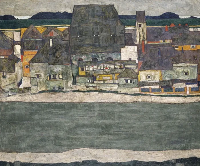 Framed Print : Houses on the River (The Old Town), 1914. Artist: Schiele, Egon (1890?1918) Framed Print : Houses on the River (The Old Town), 1914. Artist: Schiele, Egon (1890?1918)