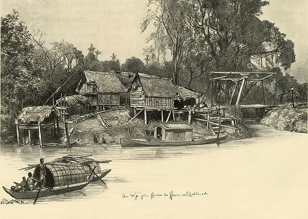 Houses on stilts, Bangkok, Siam, 1898. Creator: Christian Wilhelm Allers