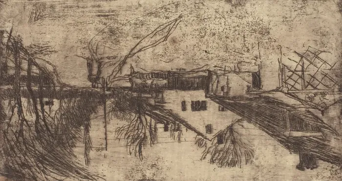 Framed Print : Houses, Trees, Figures, about 1883. Creator: Joseph Frank Currier Framed Print : Houses, Trees, Figures, about 1883. Creator: Joseph Frank Currier