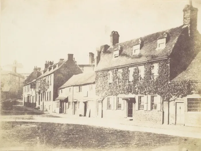 Framed Print : Houses on Village Street, 1850s. Creator: Unknown Framed Print : Houses on Village Street, 1850s. Creator: Unknown