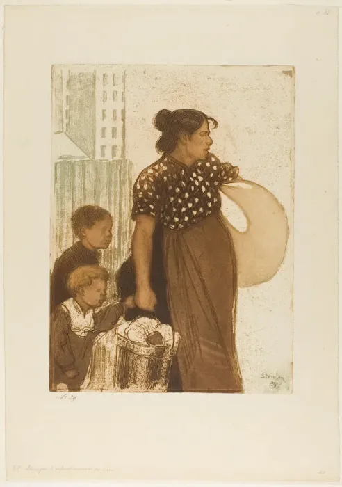 Framed Print : Housewife and Children Returning from the Laundry House, 1899 Framed Print : Housewife and Children Returning from the Laundry House, 1899