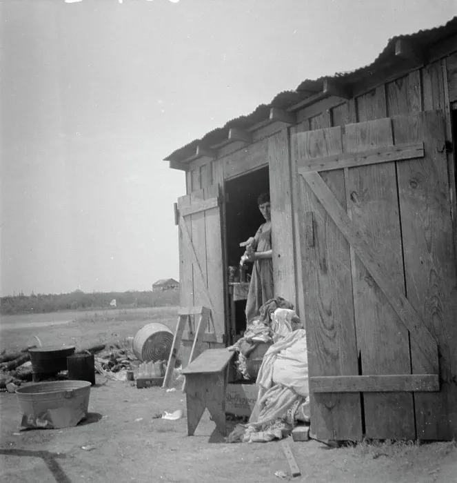 Framed Print : Housing for cotton pickers, South Texas, 1936. Creator: Dorothea Lange Framed Print : Housing for cotton pickers, South Texas, 1936. Creator: Dorothea Lange