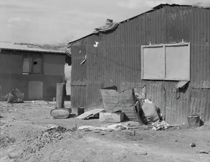 Framed Print : Housing for migratory cotton field laborers near Casa Grande, Arizona, 1937. Creator: Dorothea Lange Framed Print : Housing for migratory cotton field laborers near Casa Grande, Arizona, 1937. Creator: Dorothea Lange
