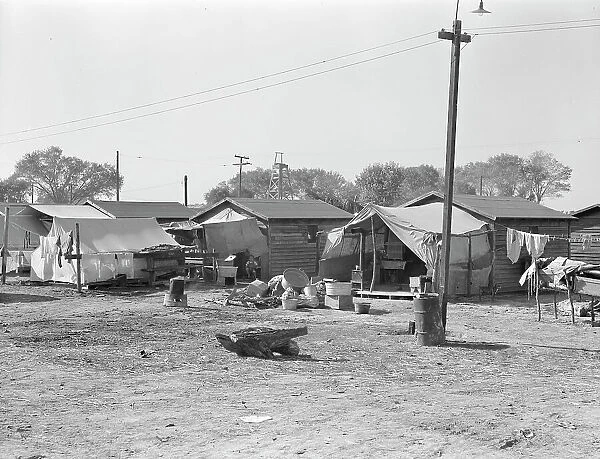 Housing for migratory cotton workers five miles north of Corcoran, California, 1936. Creator: Dorothea Lange