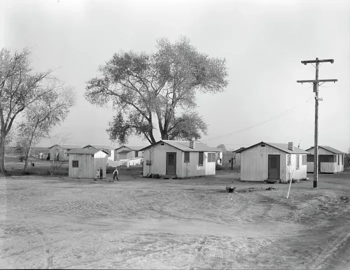 Framed Print : Housing for workers of the Frick Ranch, California, 1936. Creator: Dorothea Lange Framed Print : Housing for workers of the Frick Ranch, California, 1936. Creator: Dorothea Lange