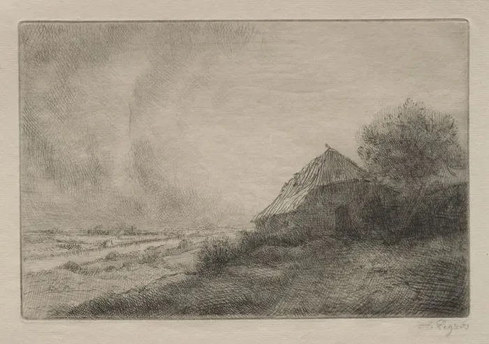 Framed Print : Hovel on the Hill. Creator: Alphonse Legros (French, 1837-1911) Framed Print : Hovel on the Hill. Creator: Alphonse Legros (French, 1837-1911)