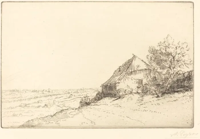 Framed Print : Hovel on a Hillside (Masure sur la colline). Creator: Alphonse Legros Framed Print : Hovel on a Hillside (Masure sur la colline). Creator: Alphonse Legros