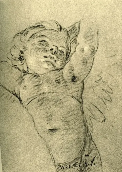 Framed Print : Hovering Cupid, mid 18th century, (1928). Artist: Giovanni Battista Tiepolo Framed Print : Hovering Cupid, mid 18th century, (1928). Artist: Giovanni Battista Tiepolo