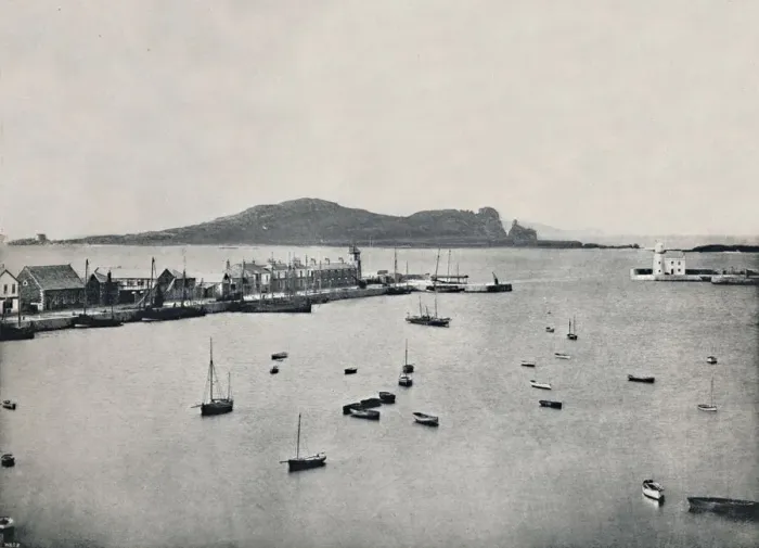 Framed Print : Howth - General View of the Harbour and Irelands Eye, 1895 Framed Print : Howth - General View of the Harbour and Irelands Eye, 1895