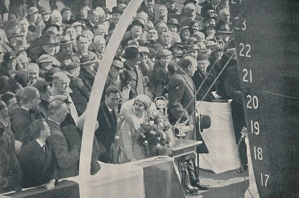 HRH Duchess of York with Duke of York, launching Strathmore on April 4, 1935, (1936) Artist