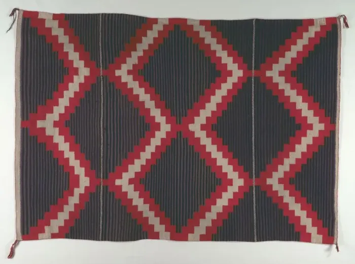 Framed Print : Hubbell Revival-style Rug with Moki (Moqui) Stripes, c. 1890-1910. Creator: Unknown Framed Print : Hubbell Revival-style Rug with Moki (Moqui) Stripes, c. 1890-1910. Creator: Unknown