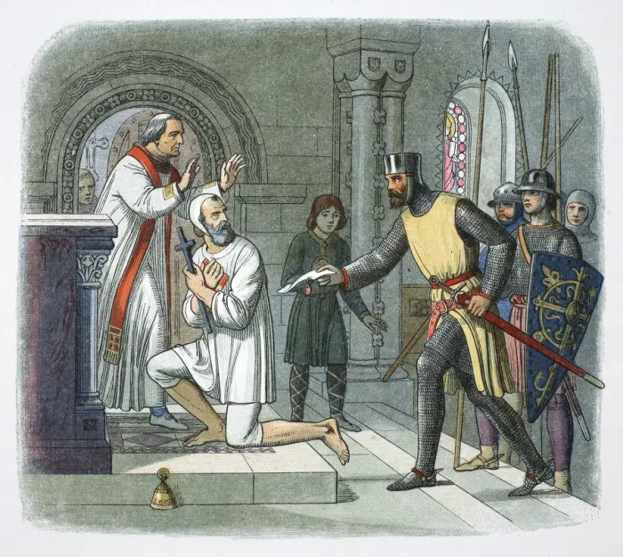 Framed Print : Hubert de Burgh taken from sanctuary at Boisars, France, 1232 (1864) Framed Print : Hubert de Burgh taken from sanctuary at Boisars, France, 1232 (1864)
