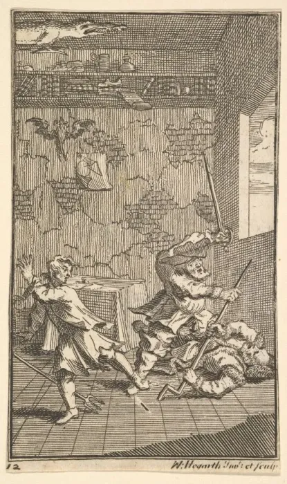 Framed Print : Hudibras Beating Sidrophel and Whachum (Seventeen Small Illustrations for Samuel Butler Framed Print : Hudibras Beating Sidrophel and Whachum (Seventeen Small Illustrations for Samuel Butler