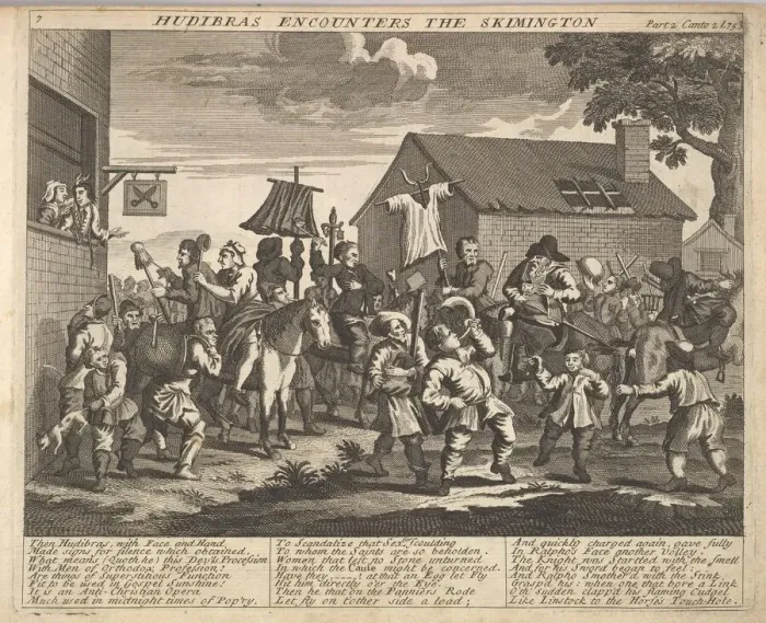 Framed Print : Hudibras Encounters the Skimmington (Plate 7: Illustrations to Samuel Butlers Hudi Framed Print : Hudibras Encounters the Skimmington (Plate 7: Illustrations to Samuel Butlers Hudi