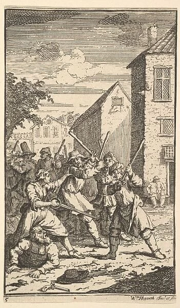 Hudibras Vanquished by Trulla (Seventeen Small Illustrations for Samuel Butlers Hudibr