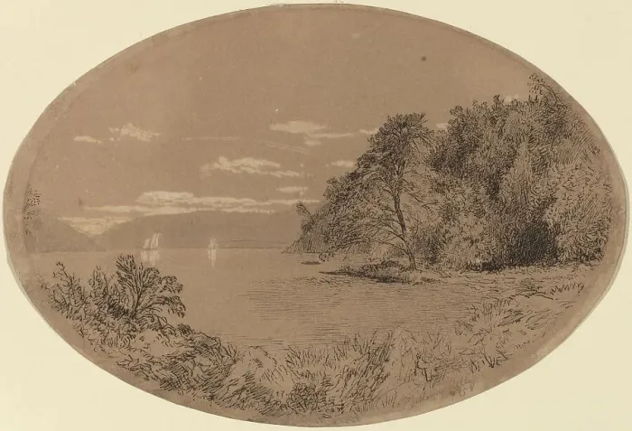 Framed Print : The Hudson at Nyack, 1858. Creator: John Henry Hill Framed Print : The Hudson at Nyack, 1858. Creator: John Henry Hill