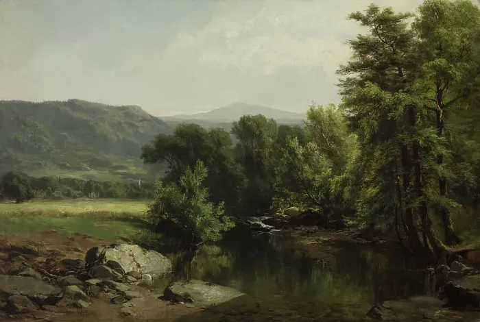 Framed Print : Hudson River Landscape, 1858. Creator: James McDougal Hart Framed Print : Hudson River Landscape, 1858. Creator: James McDougal Hart