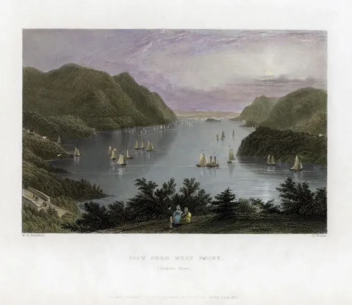 Framed Print : The Hudson River as seen from West Point, USA, 1837. Artist: R Wallis Framed Print : The Hudson River as seen from West Point, USA, 1837. Artist: R Wallis