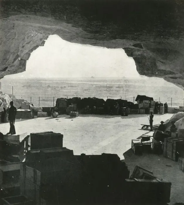 Framed Print : Huge bombproof stores and repair shops were made from the caves, c1942-1943, (1945)