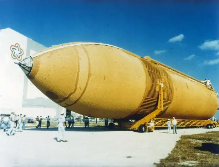 Framed Print : Huge external fuel tank, second Space Shuttle flight, Kennedy Space Center, USA, 1981 Framed Print : Huge external fuel tank, second Space Shuttle flight, Kennedy Space Center, USA, 1981