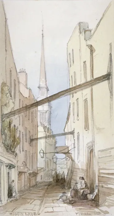 Framed Print : Huggin Lane, City of London, 1851. Artist: Thomas Colman Dibdin Framed Print : Huggin Lane, City of London, 1851. Artist: Thomas Colman Dibdin