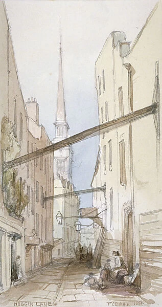 Huggin Lane, City of London, 1851. Artist: Thomas Colman Dibdin
