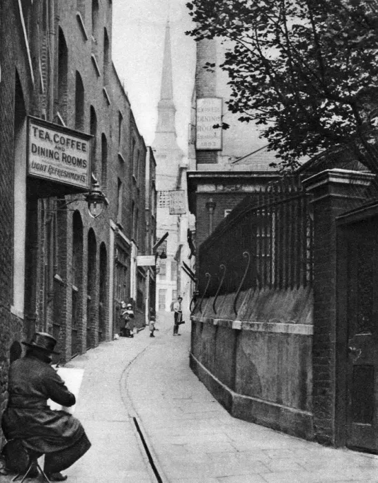 Framed Print : Huggin Lane, London, 1926-1927. Artist: Paterson Framed Print : Huggin Lane, London, 1926-1927. Artist: Paterson