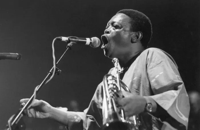 Framed Print : Hugh Masekela, Cambridge, 1993. Creator: Brian Foskett Framed Print : Hugh Masekela, Cambridge, 1993. Creator: Brian Foskett