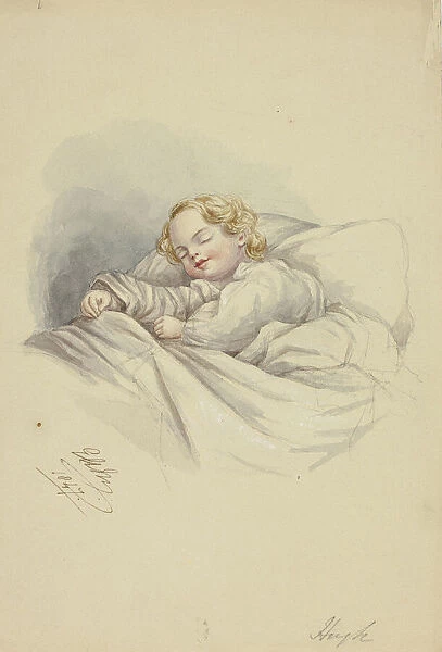 Hugh Sleeping, 1847. Creator: Elizabeth Murray