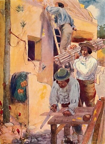 Huguenots Building their Homesteads, 1909. Artist: GS Smithard