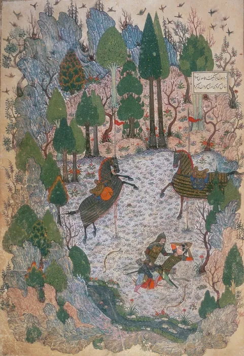 Framed Print : Humay recognising Humayun, 1396. Creator: Junaid of Baghdad Framed Print : Humay recognising Humayun, 1396. Creator: Junaid of Baghdad