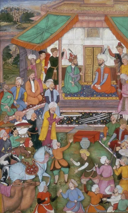 Framed Print : Humayun received by Shah Tahmasp, 1544, (c1603). Creator: Sanwlah Framed Print : Humayun received by Shah Tahmasp, 1544, (c1603). Creator: Sanwlah