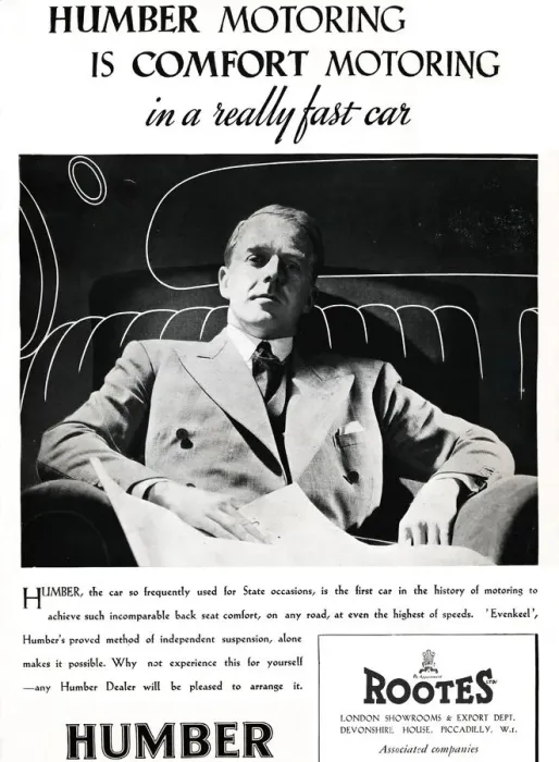 Framed Print : Humber Motoring is Comfort Motoring in a really fast car, 1937 Framed Print : Humber Motoring is Comfort Motoring in a really fast car, 1937