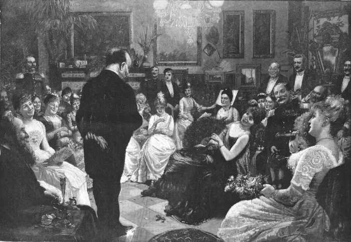 Framed Print : A Humorous Recitation';from the picture by Knut Ekwall, 1890. Creator: Knut Ekwall Framed Print : A Humorous Recitation';from the picture by Knut Ekwall, 1890. Creator: Knut Ekwall
