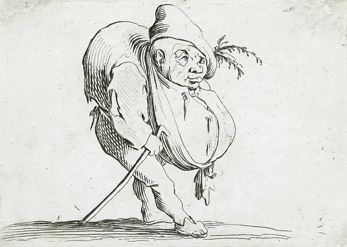 Framed Print : A Hunchback with a Cane, 1616. Creator: Jacques Callot Framed Print : A Hunchback with a Cane, 1616. Creator: Jacques Callot