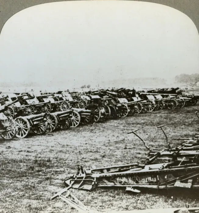Framed Print : Hundreds of German guns captured at Couralette, France, Battle of Somme, World War I, 1916. Artist: Realistic Travels Publishers Framed Print : Hundreds of German guns captured at Couralette, France, Battle of Somme, World War I, 1916. Artist: Realistic Travels Publishers