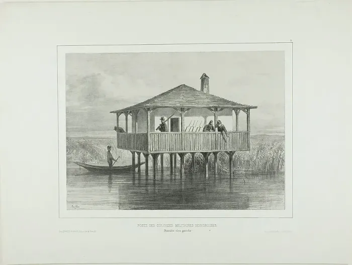 Framed Print : Hungarian Military Colony Post, Left Bank of the Danube River, 1838. Creator: Auguste Raffet Framed Print : Hungarian Military Colony Post, Left Bank of the Danube River, 1838. Creator: Auguste Raffet