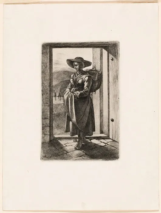 Framed Print : The Hungarian Woman Standing in the Door, 1817. Creator: Johann Adam Klein Framed Print : The Hungarian Woman Standing in the Door, 1817. Creator: Johann Adam Klein