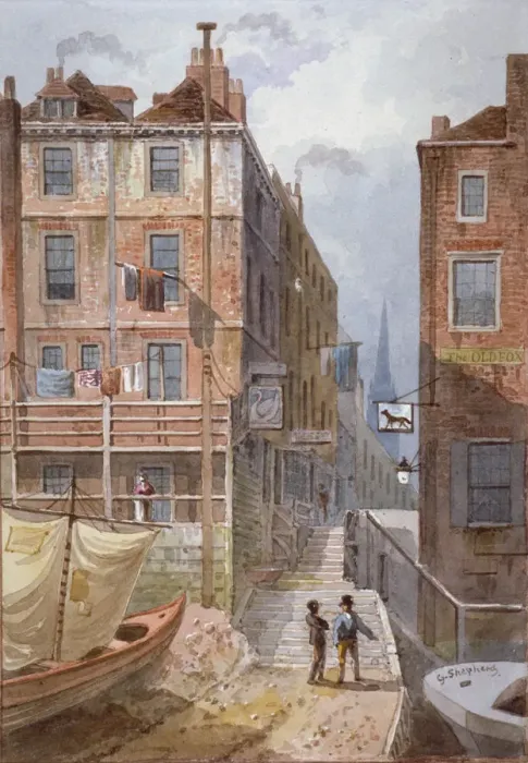 Framed Print : Hungerford Stairs, Westminster, London, c1815. Artist: George Shepherd Framed Print : Hungerford Stairs, Westminster, London, c1815. Artist: George Shepherd