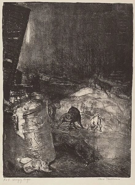 Hungry Dogs, second stone, 1916. Creator: George Wesley Bellows