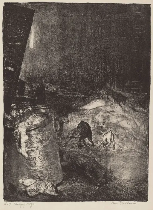 Framed Print : Hungry Dogs, second stone, 1916. Creator: George Wesley Bellows Framed Print : Hungry Dogs, second stone, 1916. Creator: George Wesley Bellows