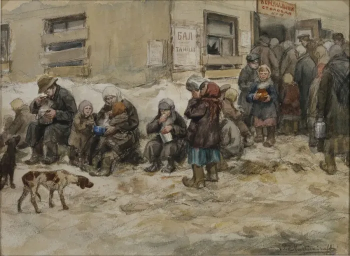 Framed Print : Hungry years in Petrograd. A Communal dining room Framed Print : Hungry years in Petrograd. A Communal dining room
