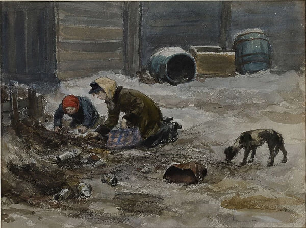 Hungry years in Petrograd (Drawn from nature), 1919