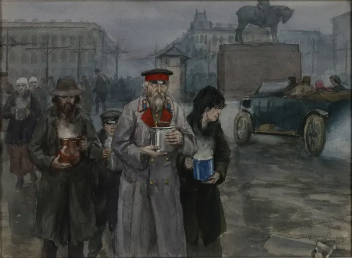Framed Print : Hungry years in Petrograd. Return from a communal soup kitchen, 1919 Framed Print : Hungry years in Petrograd. Return from a communal soup kitchen, 1919